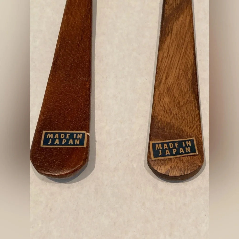 Vintage MCM Large Wooden Spoon and Fork Wall Hanging Tiki Totem Decor Lot of 4